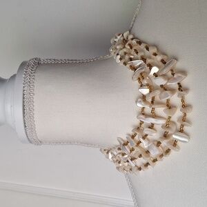 Mother of Pearl Vintage 4-Strand Necklace Natural Shell Gold Spacer Beads Japan